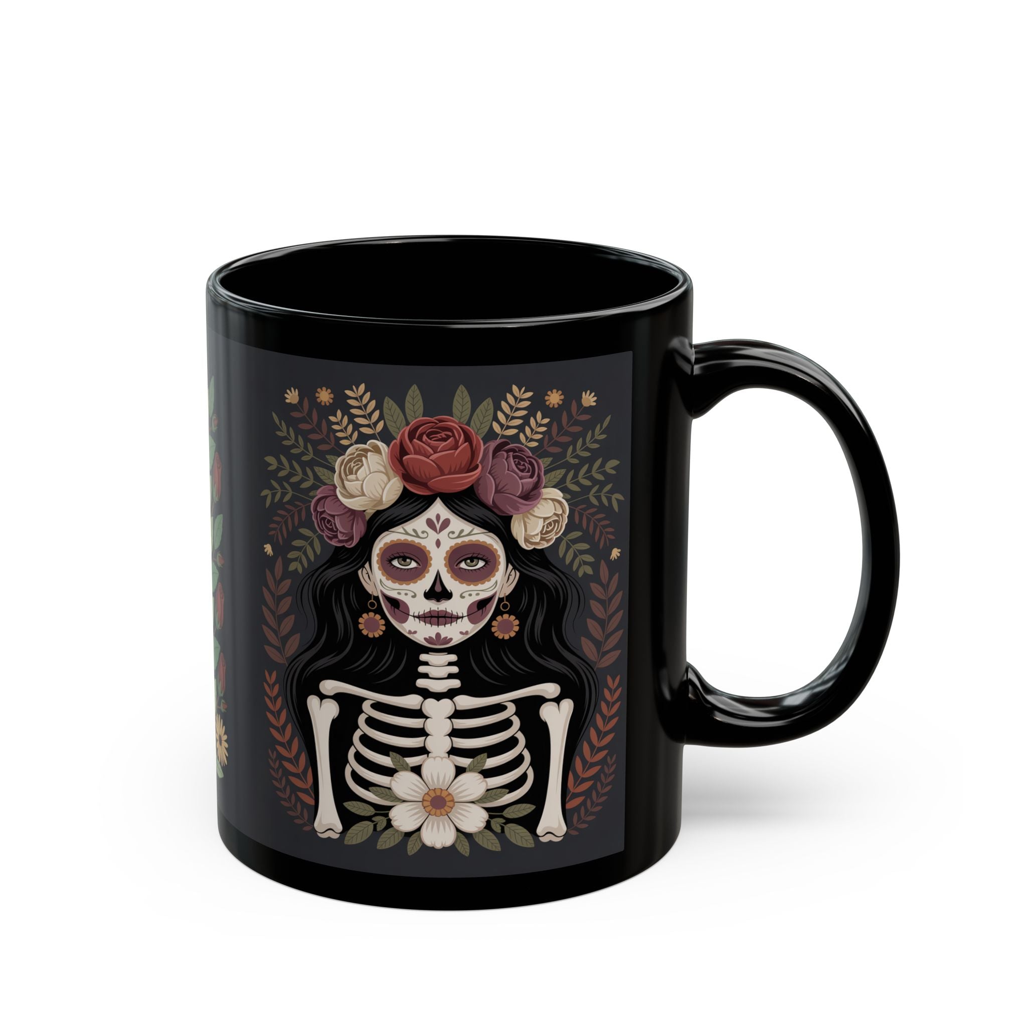 Day of the Dead La Catrina Skull Mug | Black 11oz 15oz