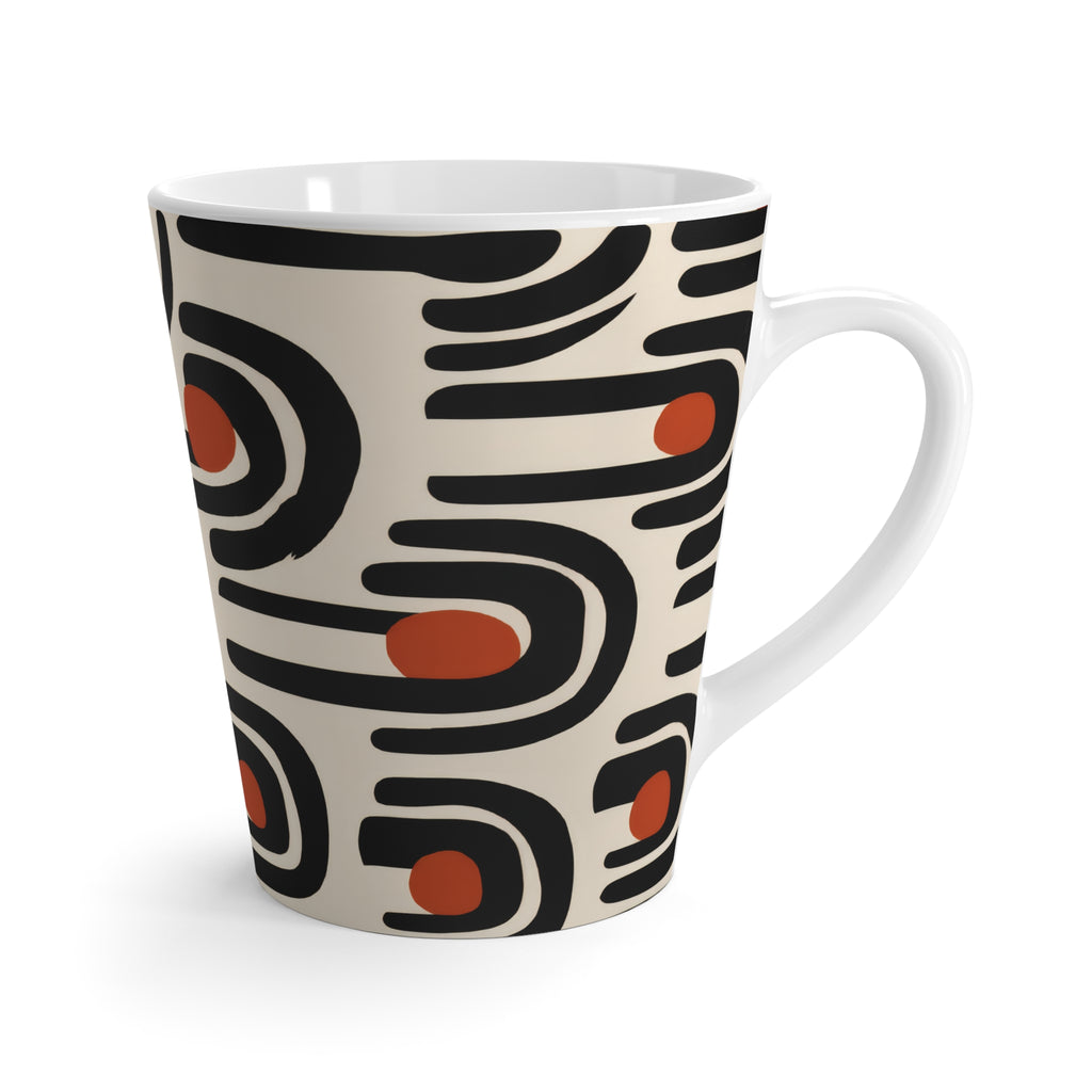 Mid Century Modern Geometric Arch Latte Mug | Terracotta Black Cream