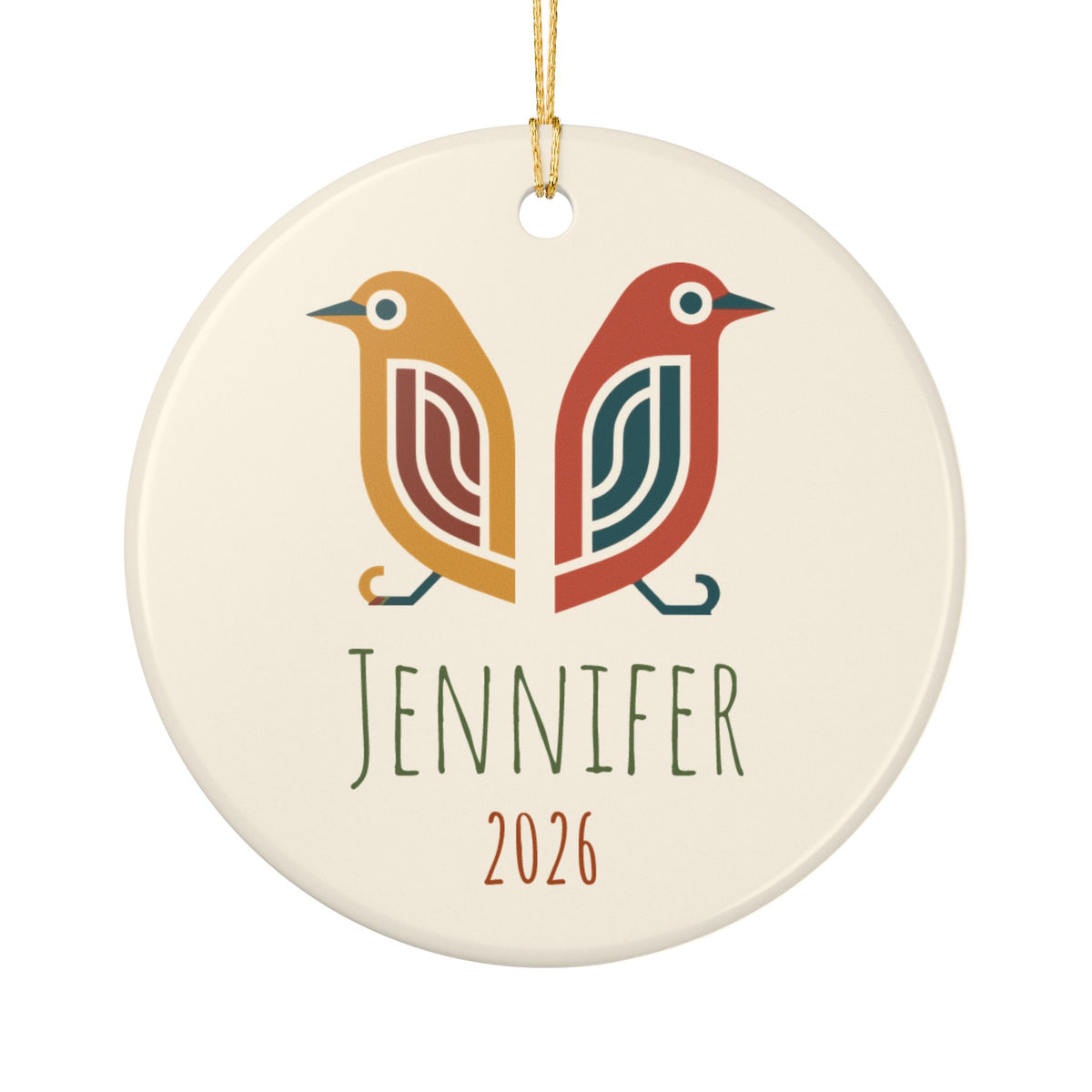 Scandinavian Folk Bird Ornament | Personalized Name & Year