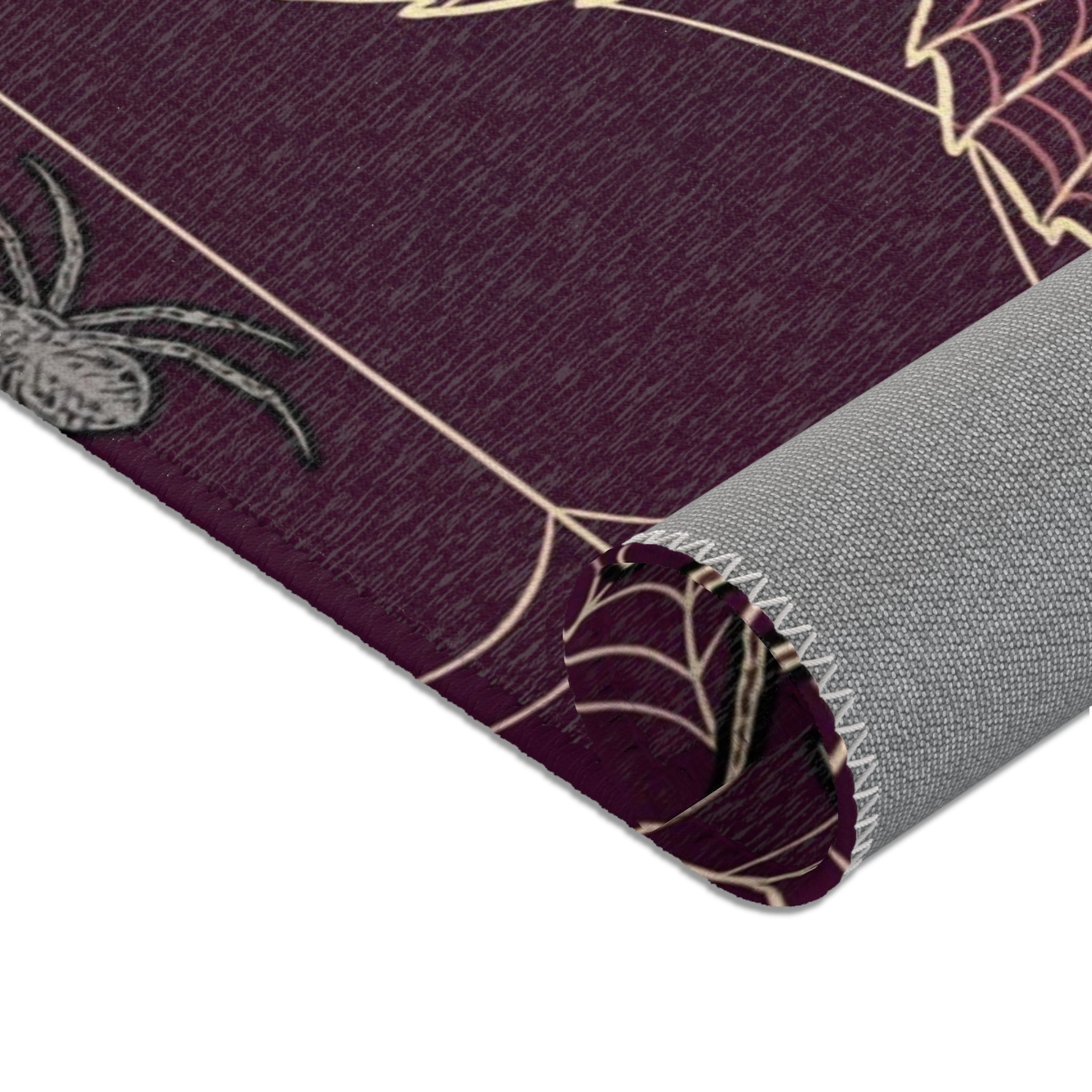 Spider Web Rose Gothic Area Rug | Raven Crescent Moon, Dark Academia Decor