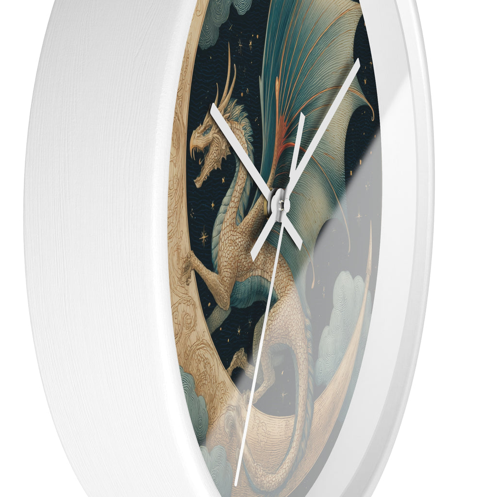 Dragon Crescent Moon Wall Clock | Midnight Stars Emblem