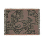 Scandinavian Horse Woven Blanket | Blue Nordic Folk Throw