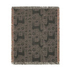 Scandinavian Dala Horse Woven Throw Blanket  | Nordic Folk Art Throw