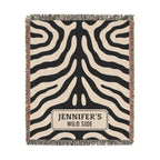 Personalized Zebra Print Woven Blanket | Custom Name Throw