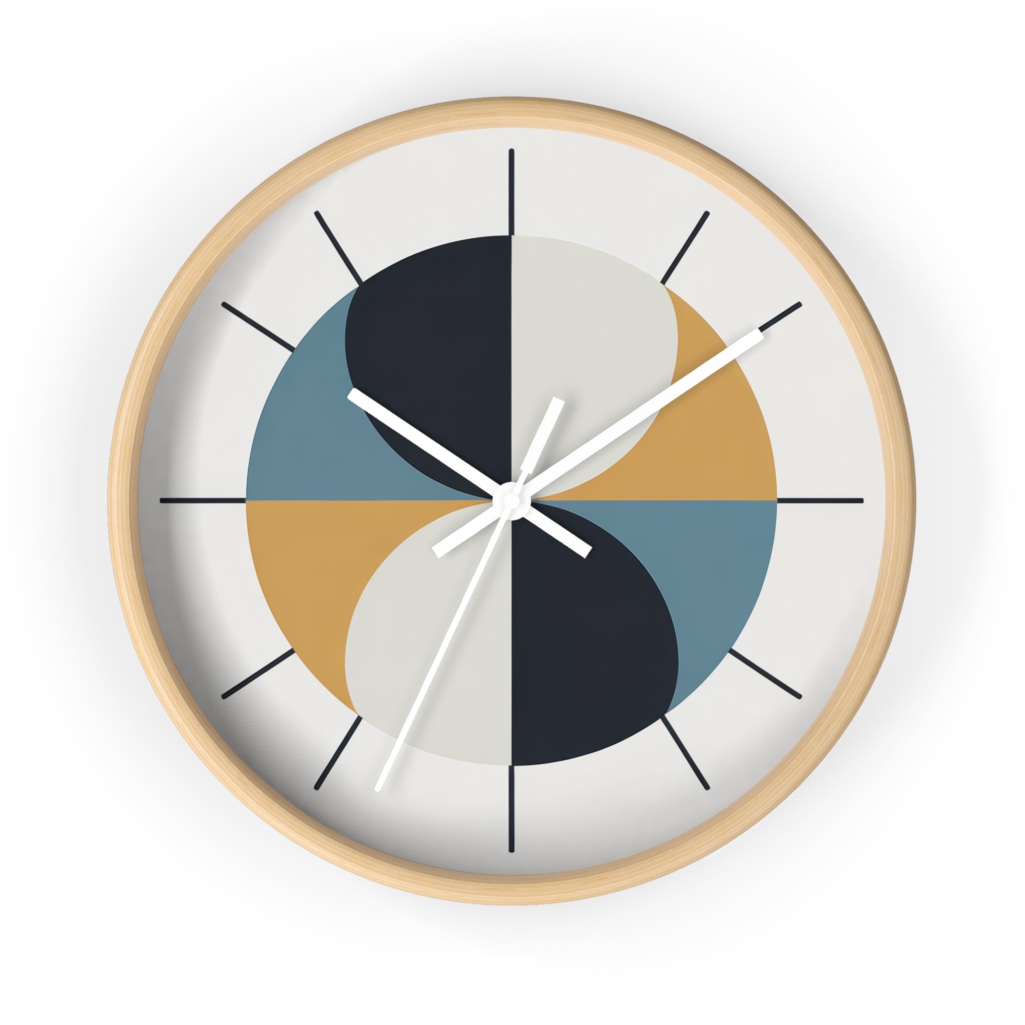 Mid Century Modern Clock | Atomic Retro Minimalist Geometric Hourglass Wall Clock