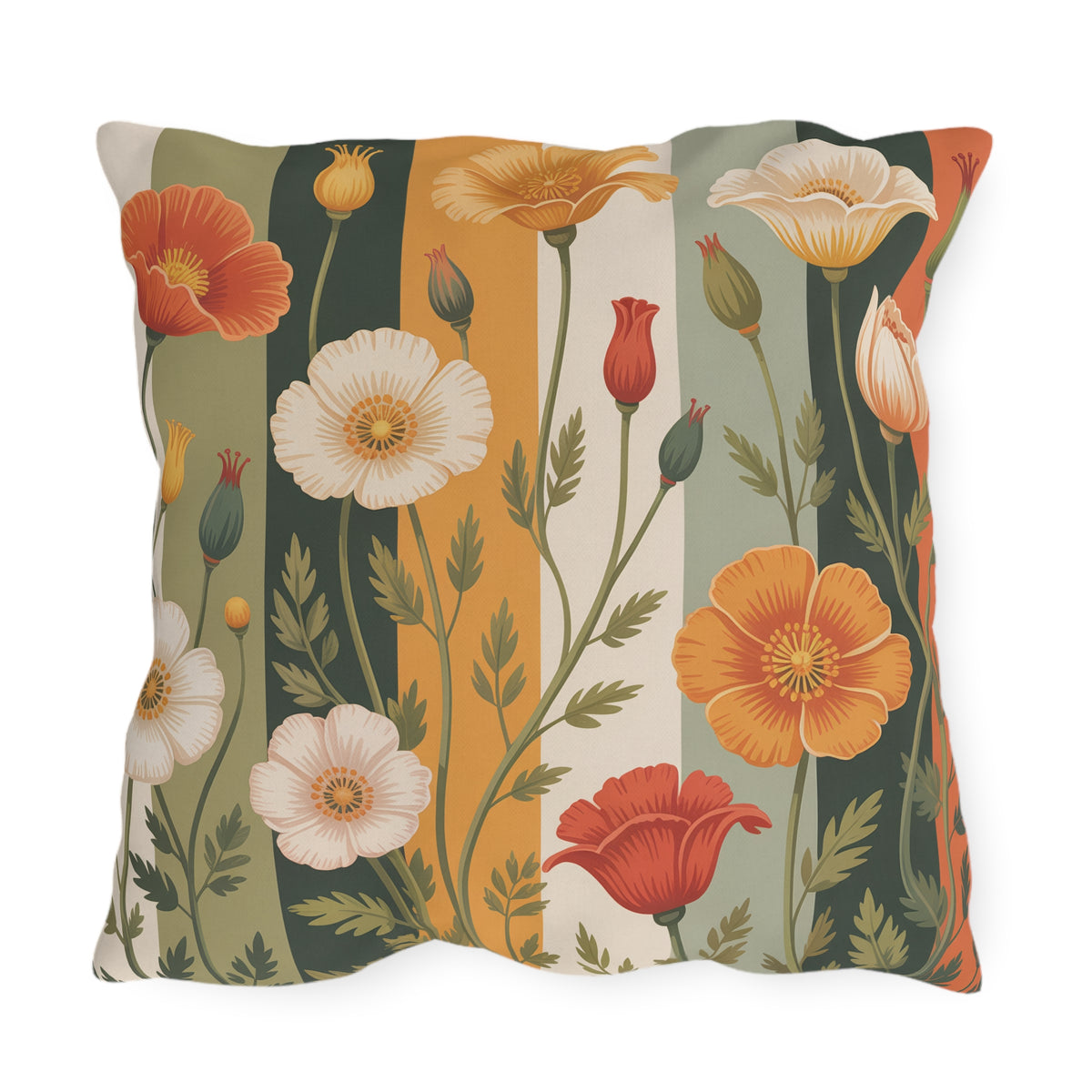 California Poppy Outdoor Pillow | Floral Patio Decor