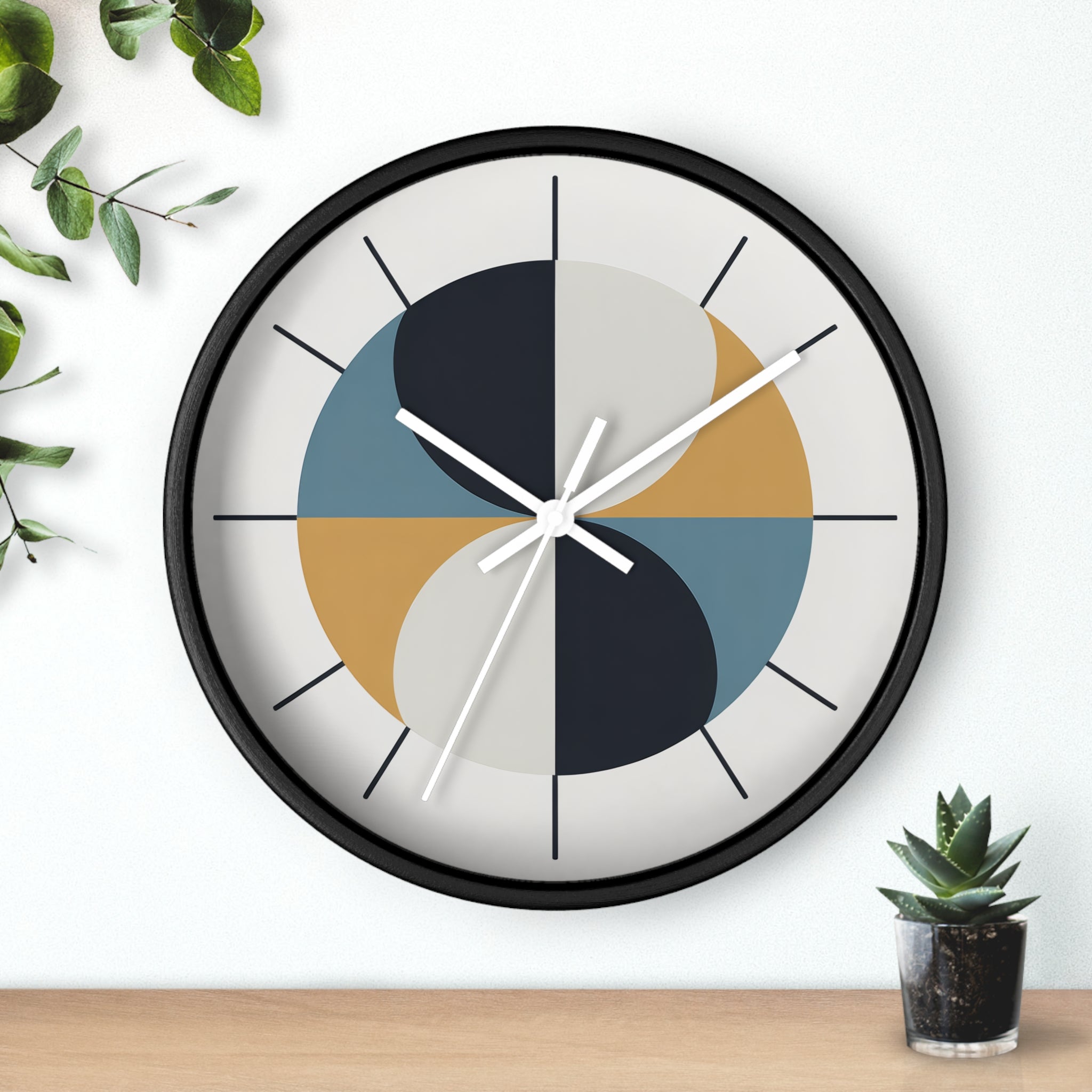 Mid Century Modern Clock | Atomic Retro Minimalist Geometric Hourglass Wall Clock