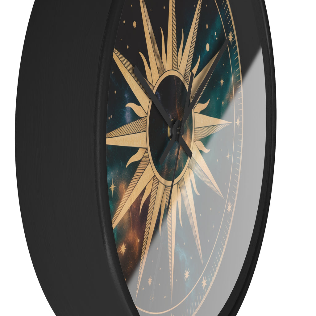 Gold Sunburst Celestial Wall Clock | Galaxy Vintage-Metallic