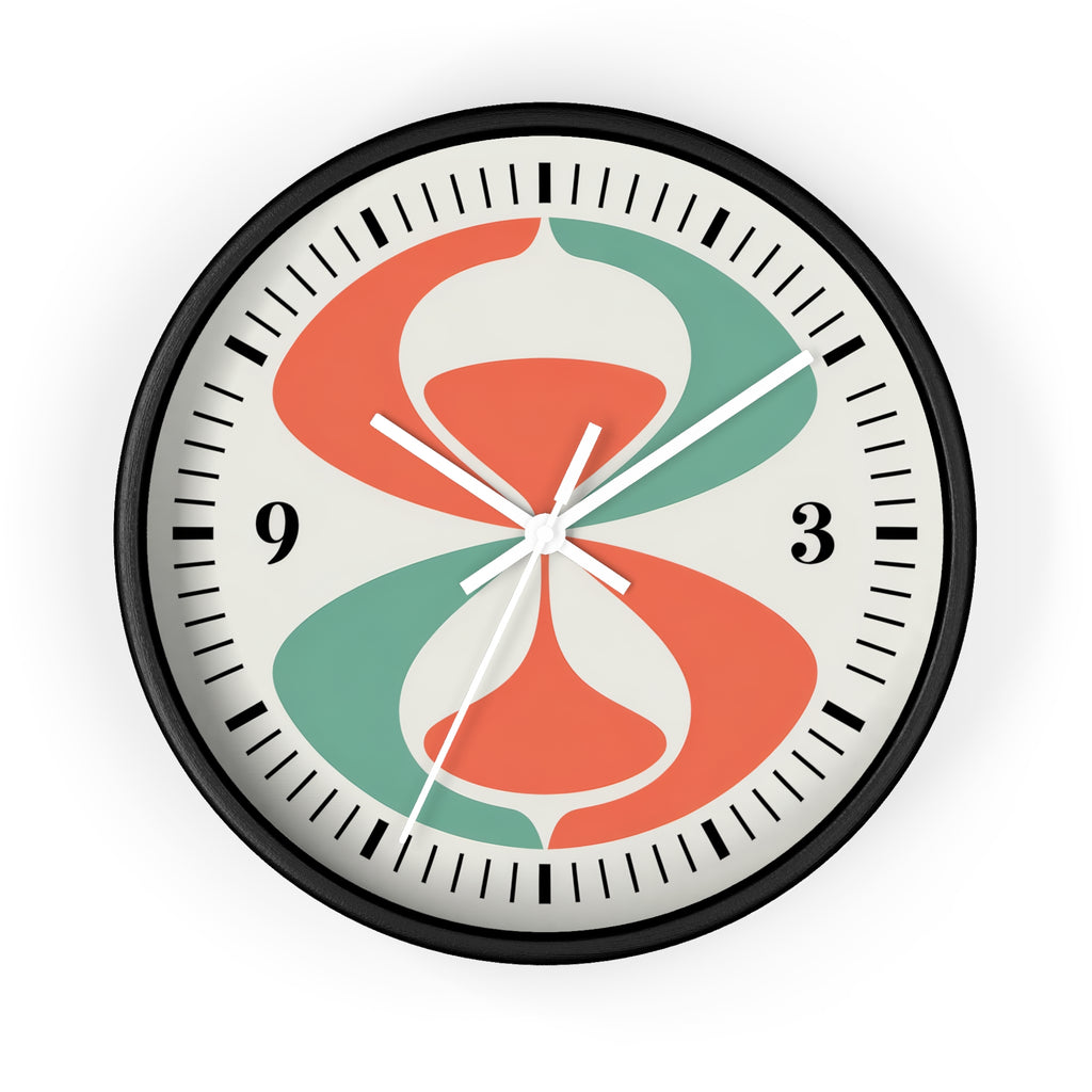 Mid Century Modern Clock | Atomic Retro Minimalist Abstract Hourglass Wall Clock