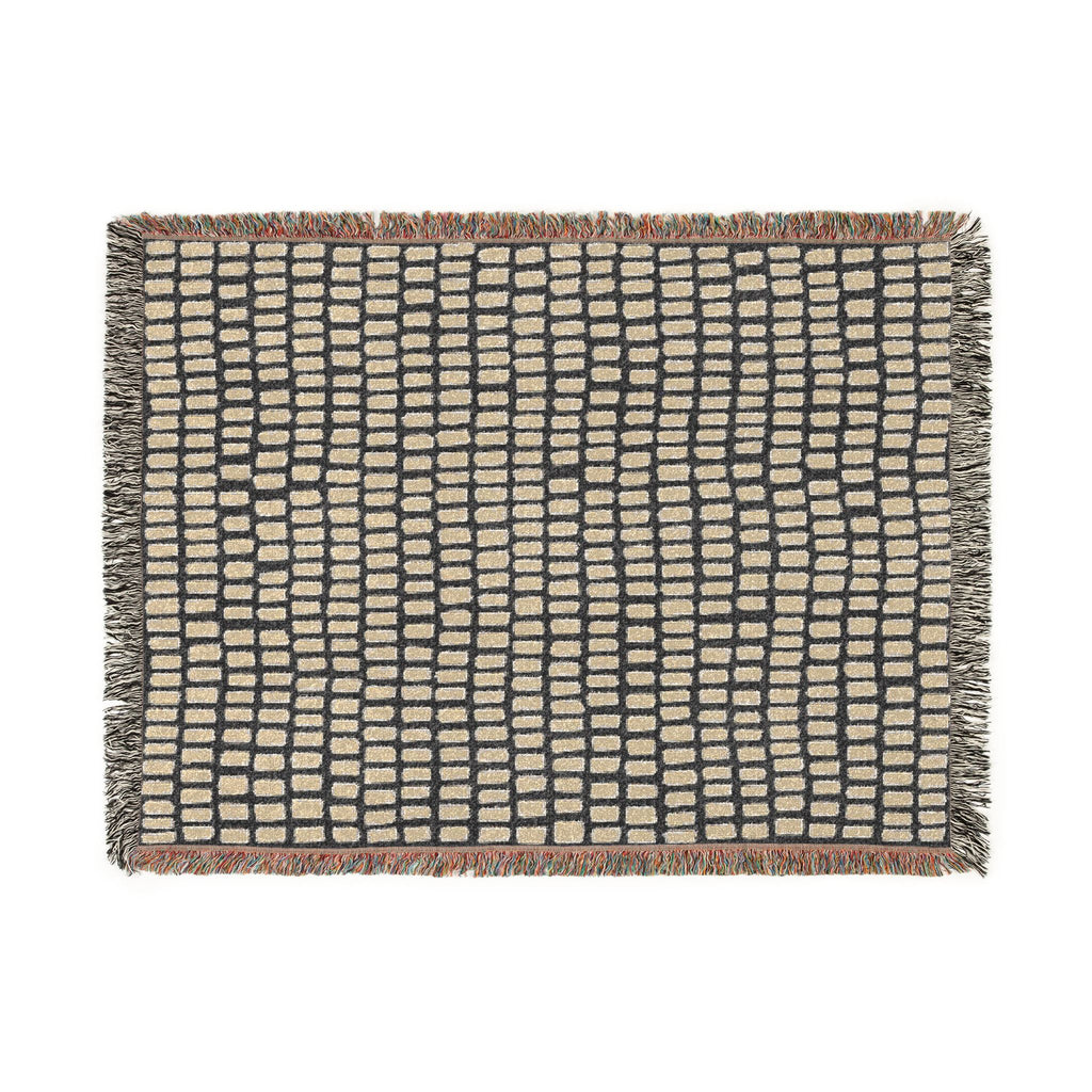 Black Cream Woven Throw Blanket, Cotton Couch Blanket, Dark Neutral Bed Throw, Minimalist Scandinavian Decor