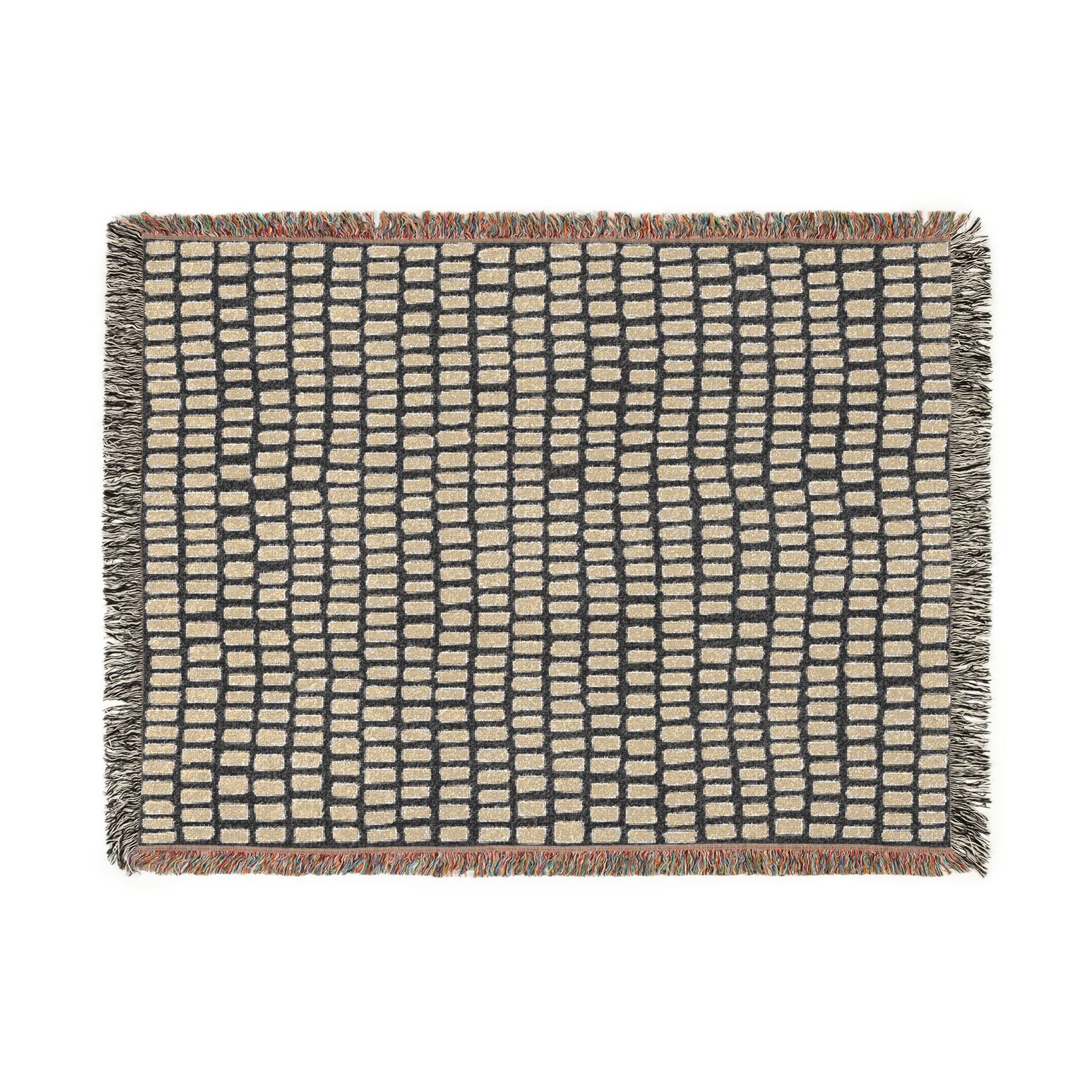 Black Cream Woven Throw Blanket, Cotton Couch Blanket, Dark Neutral Bed Throw, Minimalist Scandinavian Decor