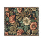 William Morris-Inspired Poppy Woven Blanket | Floral Throw
