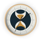 Mid Century Modern Clock | Atomic Retro Minimalist Hourglass Wall Clock | Navy & Gold