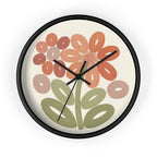 Retro Botanical Flower Wall Clock | Coral Terracotta Sage