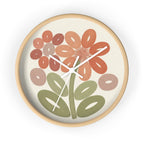 Retro Botanical Flower Wall Clock | Coral Terracotta Sage