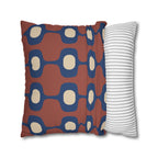 Terracotta Navy Geometric Faux Suede Pillow Cover