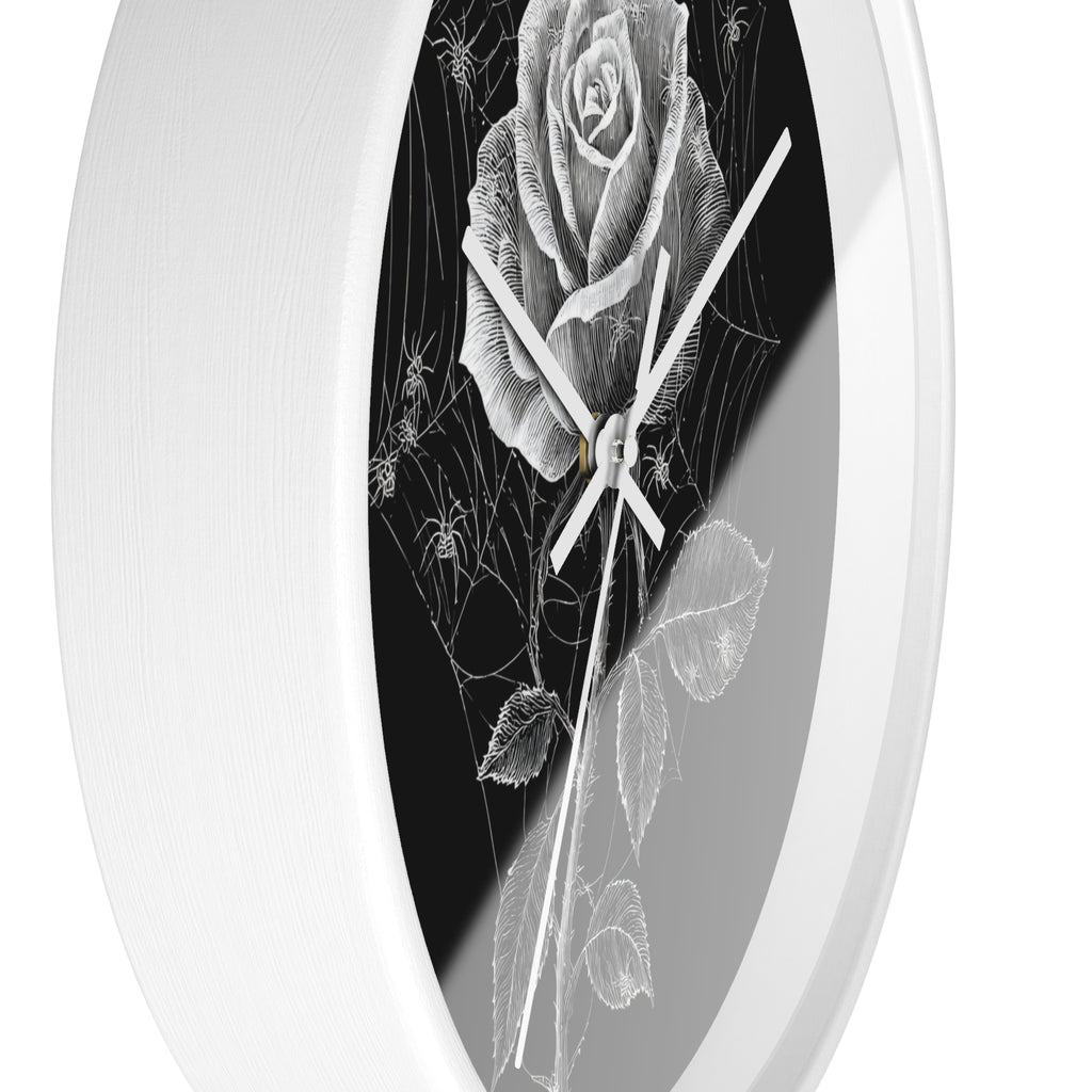 Gothic Rose Spiderweb Wall Clock | Victorian Dark Academia Decor