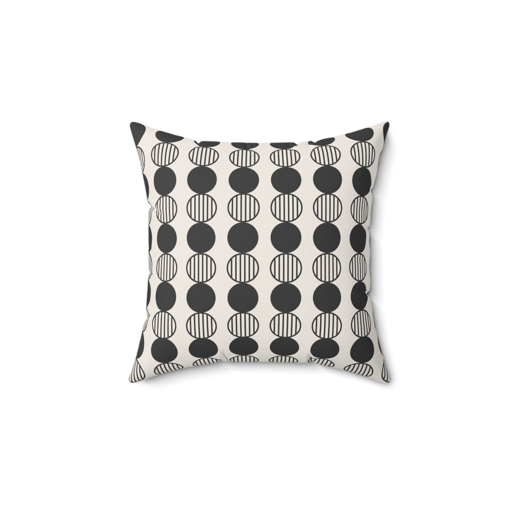 Mid-Century Modern Geometric Throw Pillow, Monochrome Circle Pattern, Modern Sofa Accent
