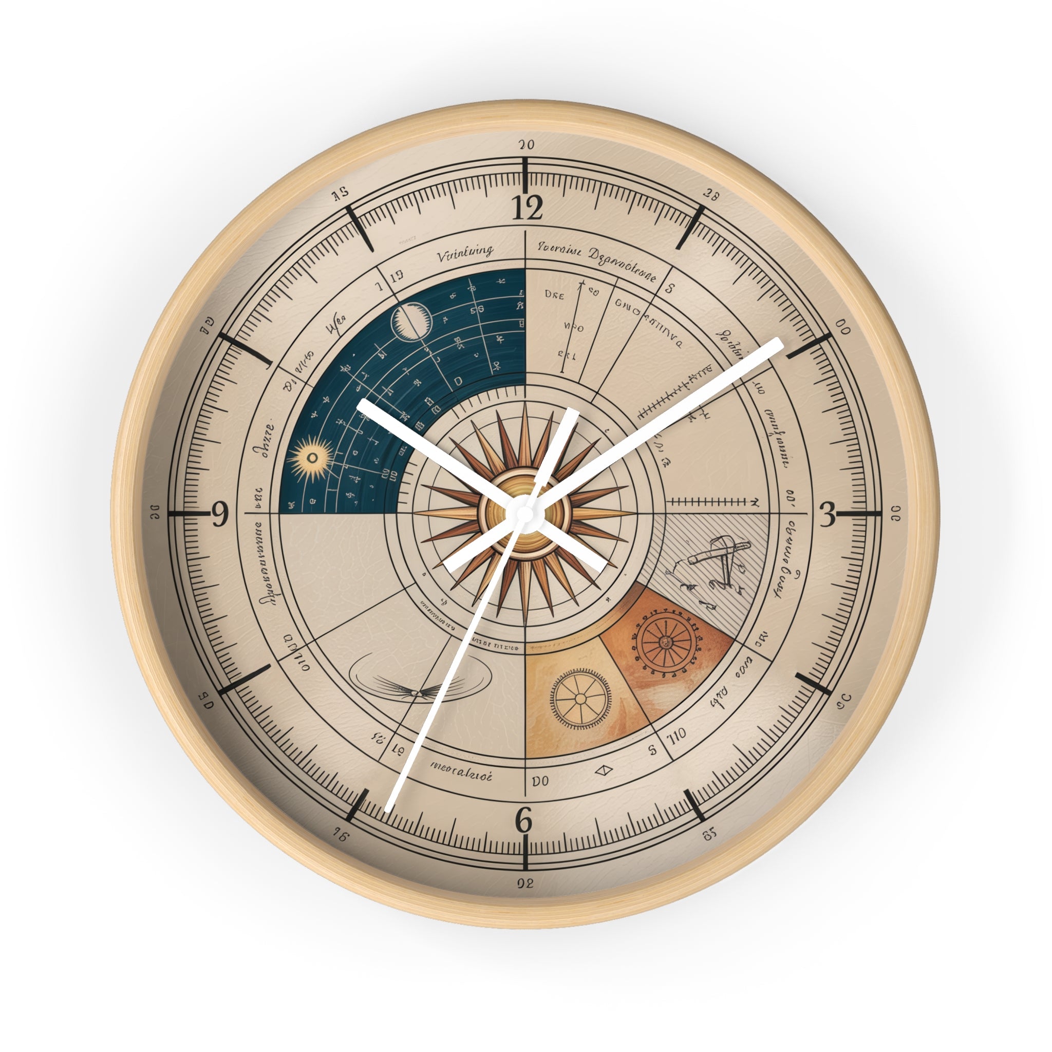 Leonardo da Vinci Chronometer Wall Clock | Renaissance Sketchbook Astronomy