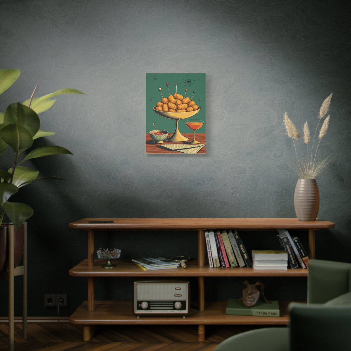 Tater Tot Cocktail Hour Canvas | Funny Mid-Century Kitchen Art