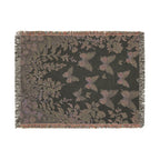 Blue Butterfly Botanical Woven Blanket | Cottagecore Throw
