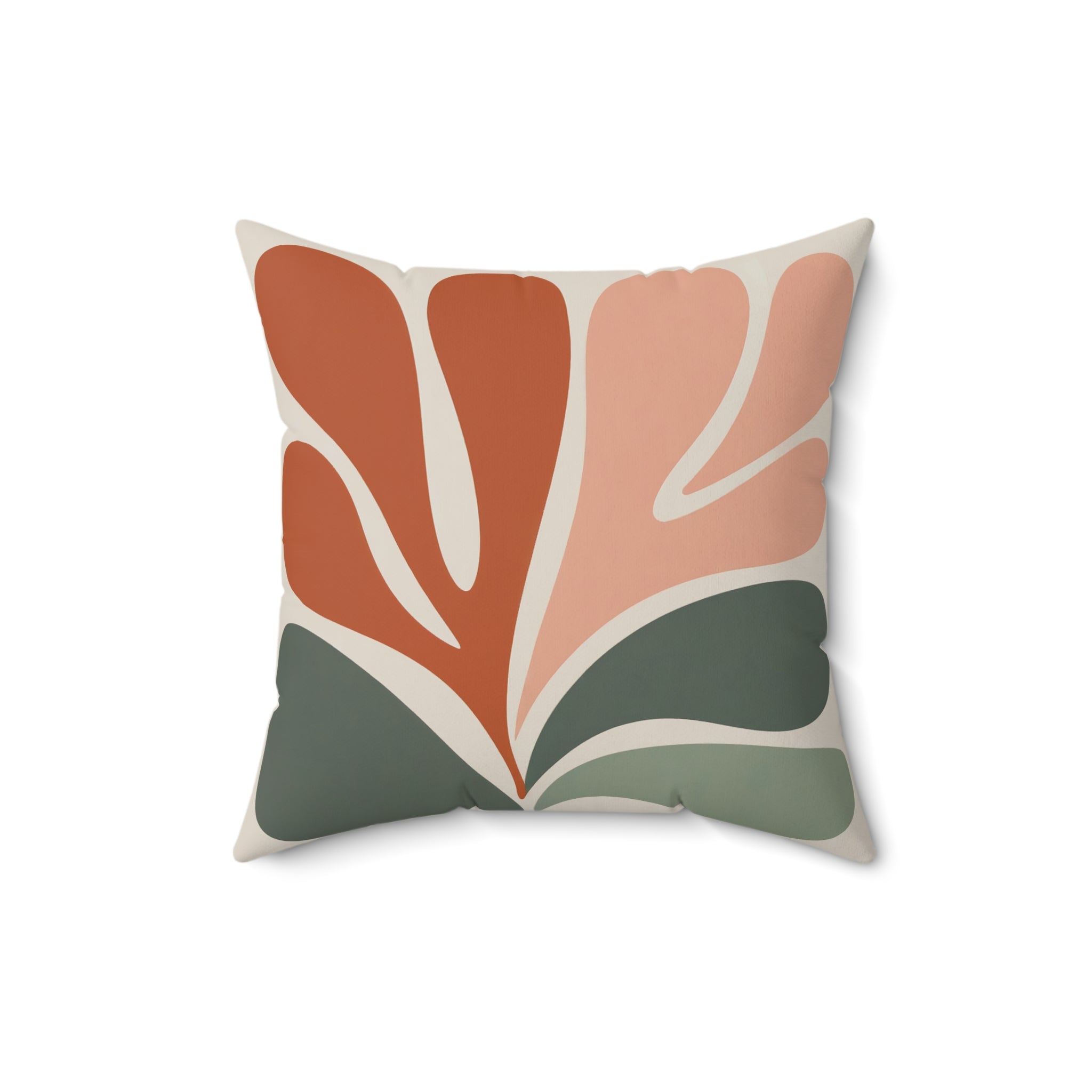 Mid Century Cushion | Abstract Floral Throw Pillow in Terracotta Rust Blush Sage