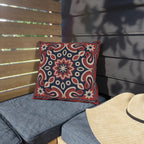 Red & Navy Paisley Outdoor Pillow | Boho Patio Decor