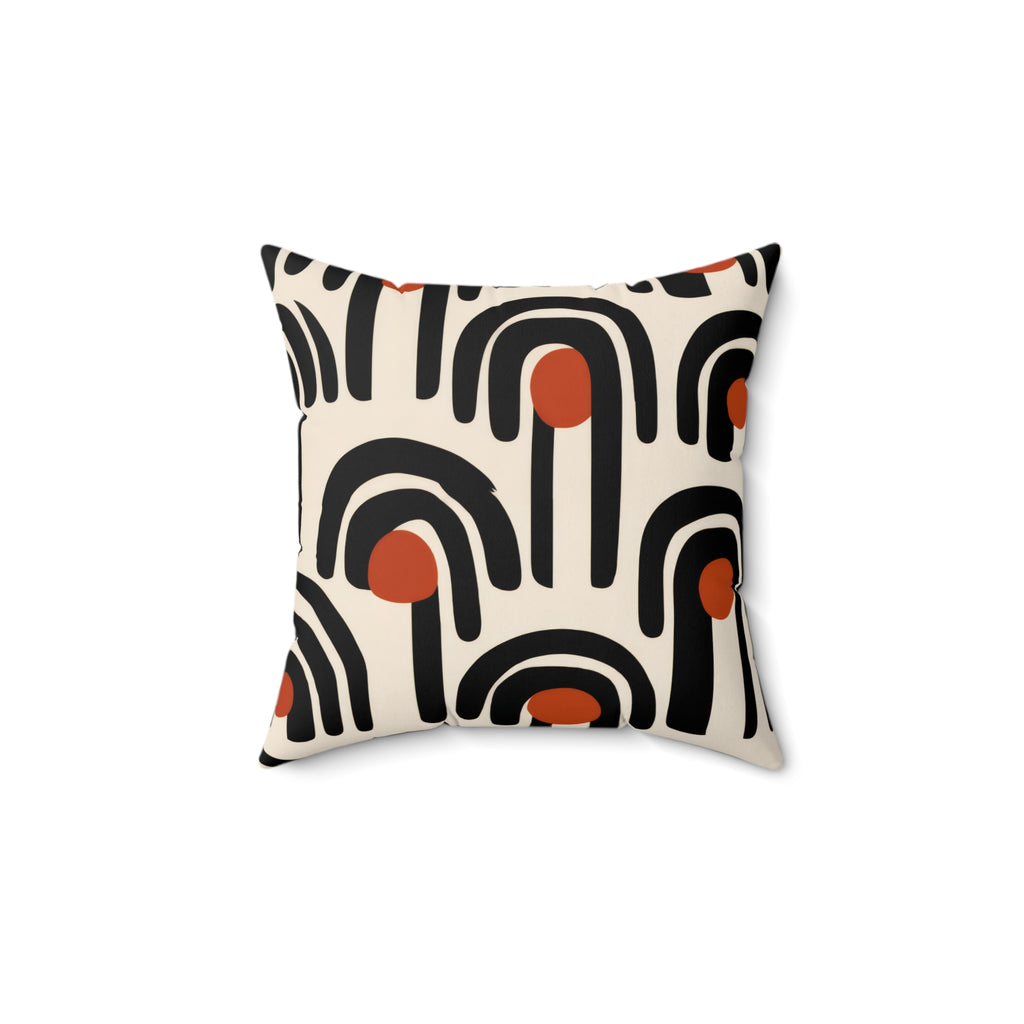 Modern Abstract Arch Pillow | Graphic Mid Century Throw Pillow | Black Terracotta Accent Cushion
