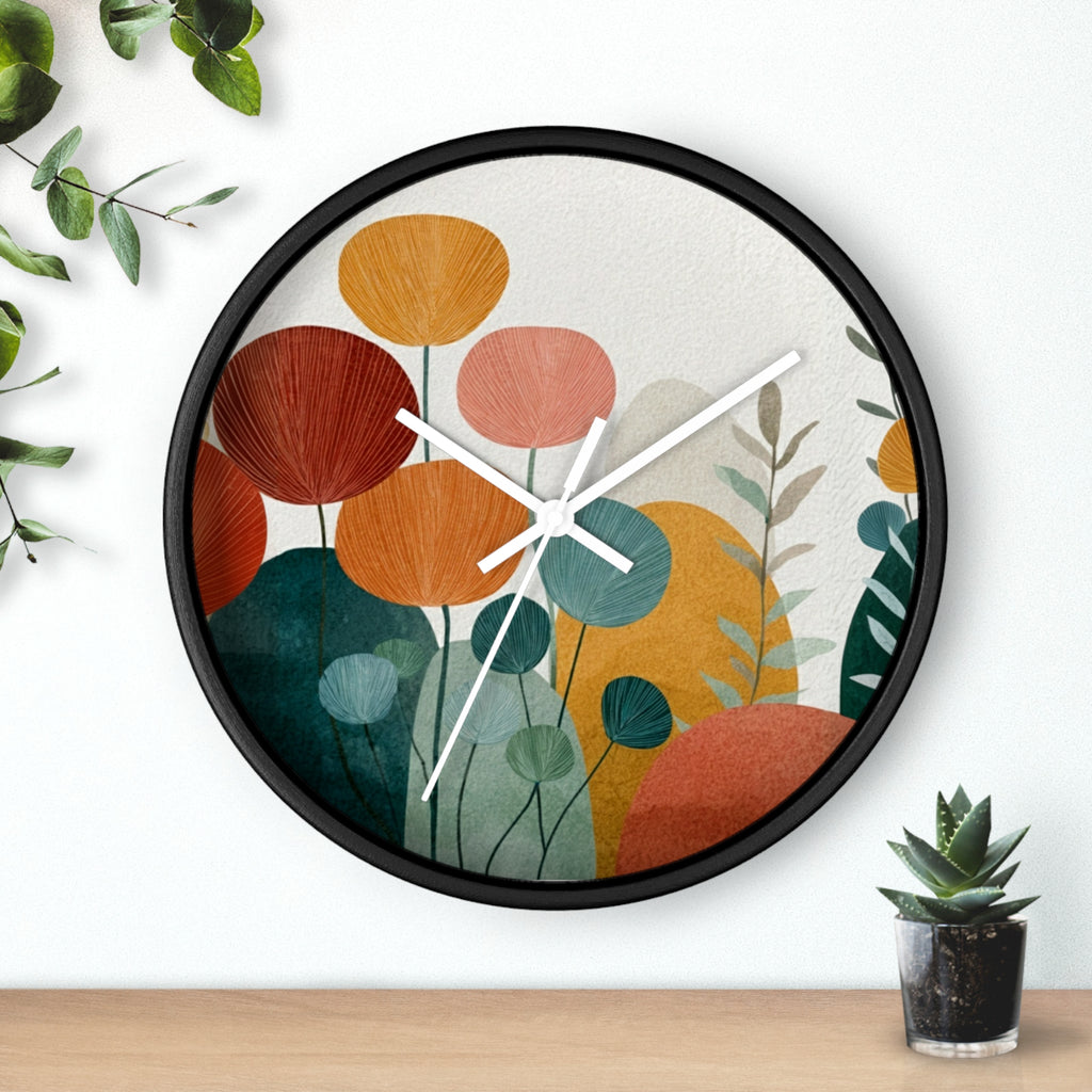 Mid Century Modern Clock |Botanical Modern Watercolor Florals