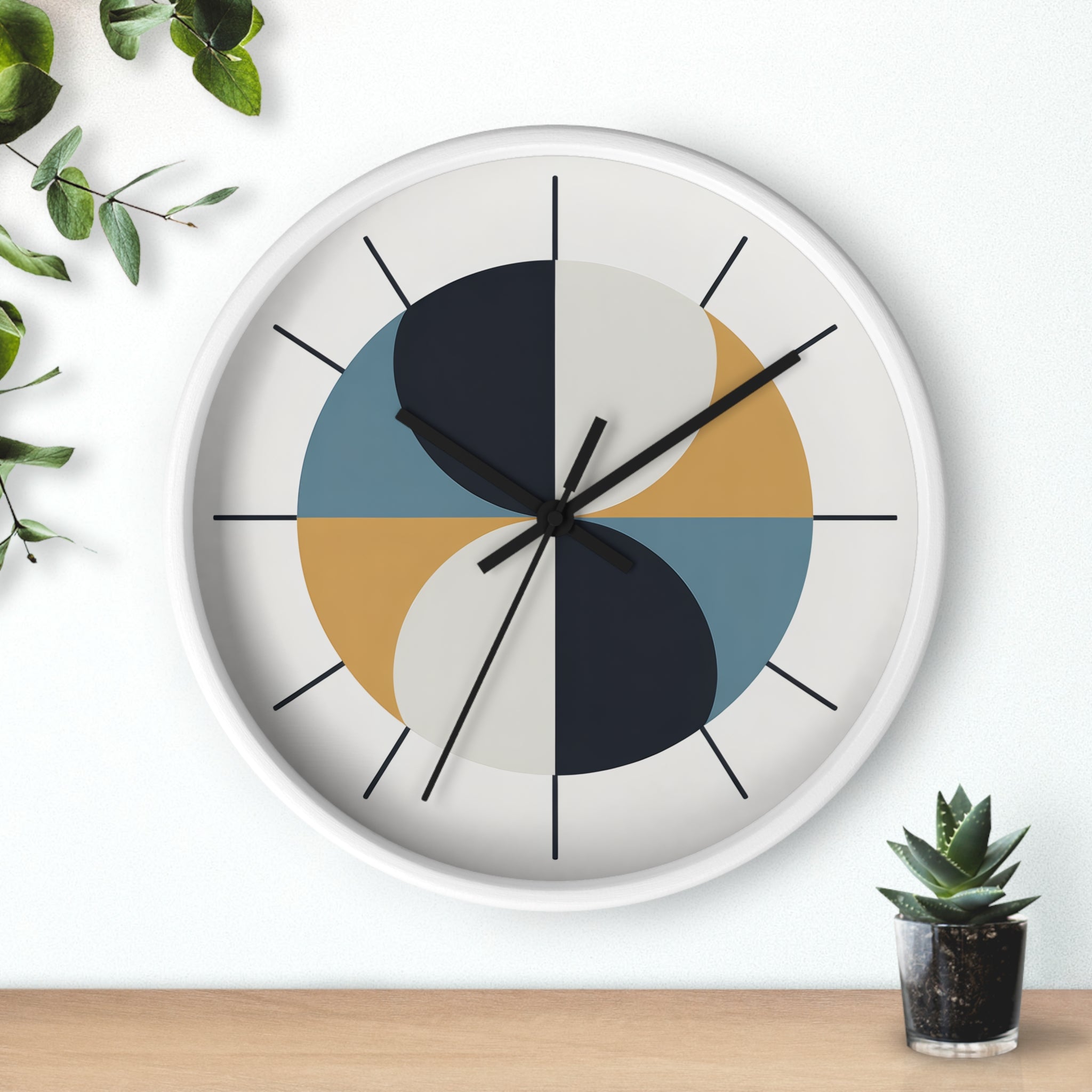 Mid Century Modern Clock | Atomic Retro Minimalist Geometric Hourglass Wall Clock