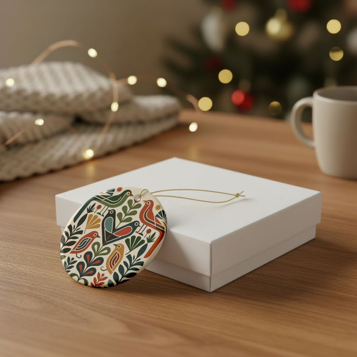 Scandinavian Folk Bird Ornament | Personalized Name & Year