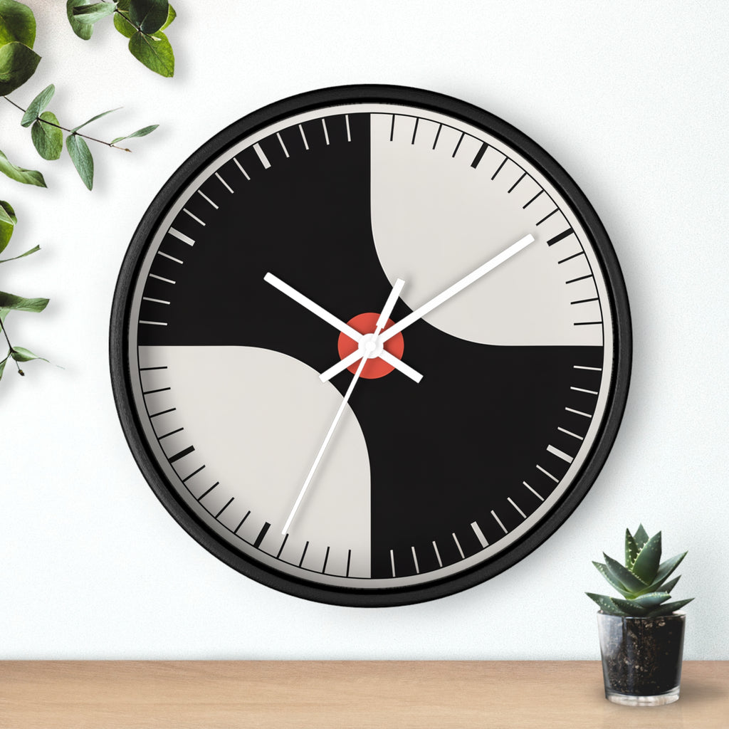 Atomic Mid-Century Modern Pinwheel Wall Clock | Retro Geometric Decor
