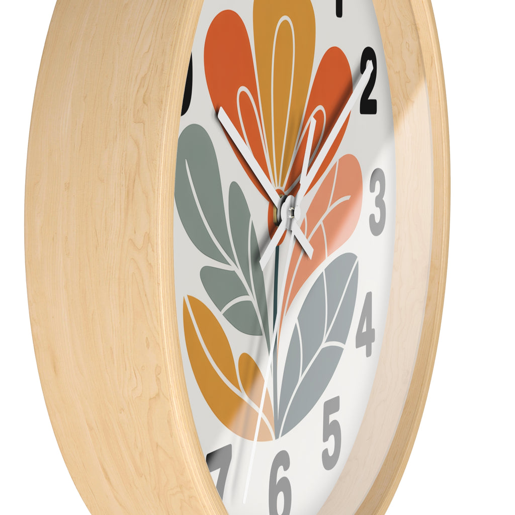 Mid-Century Graphic Flower Wall Clock | Scandinavian Retro Floral Clock