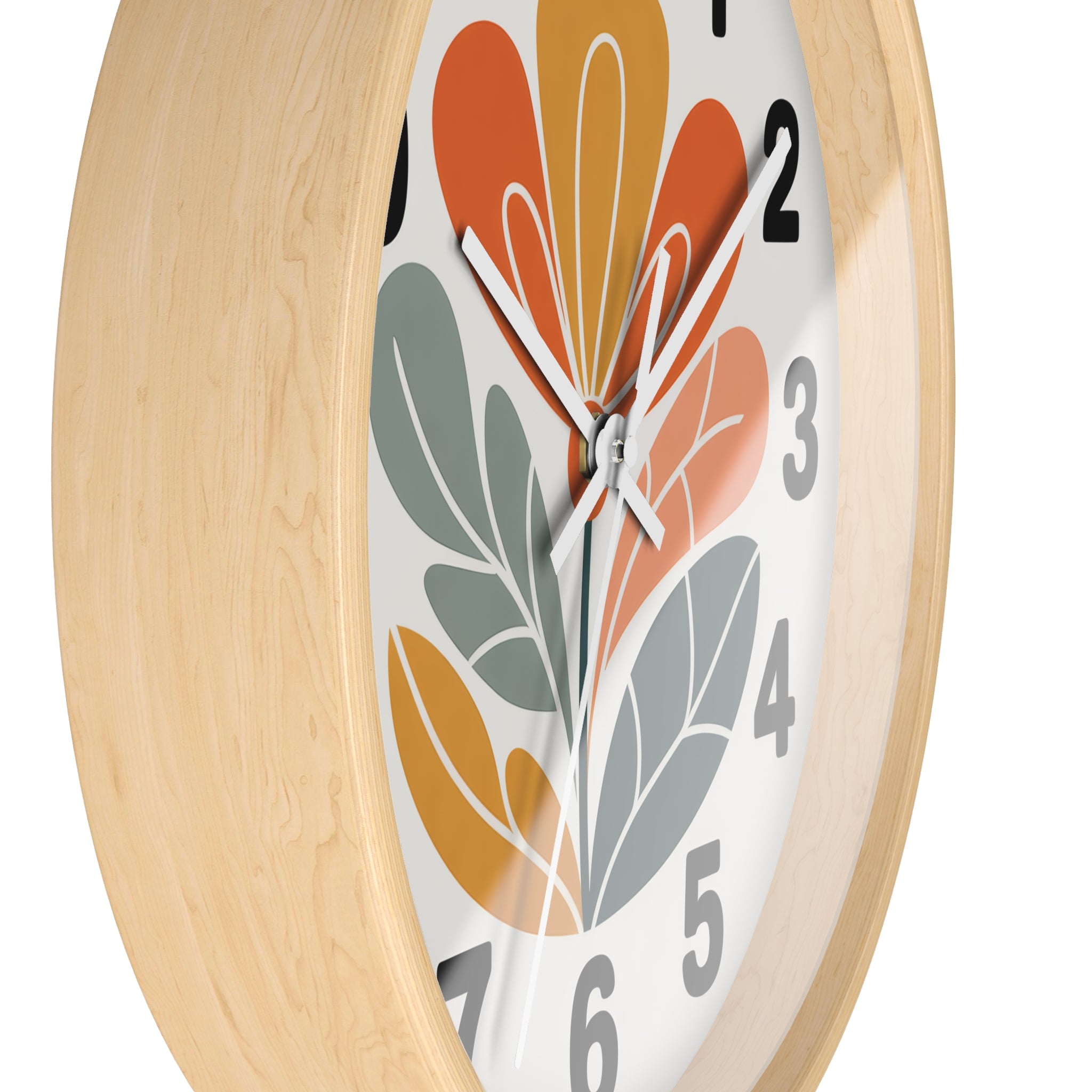 Mid-Century Graphic Flower Wall Clock | Scandinavian Retro Floral Clock