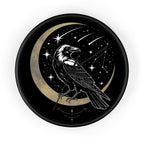 Raven Crescent Moon Wall Clock | Gothic Celestial Decor