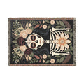 La Catrina Gothic Día de los Muertos Gothic Woven Blanket | Sugar Skull Botanical Throw