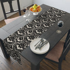 Black bat damask table runner styled on a dining table