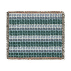 Retro Green Geometric Woven Blanket | 1960s-Inspired Throw