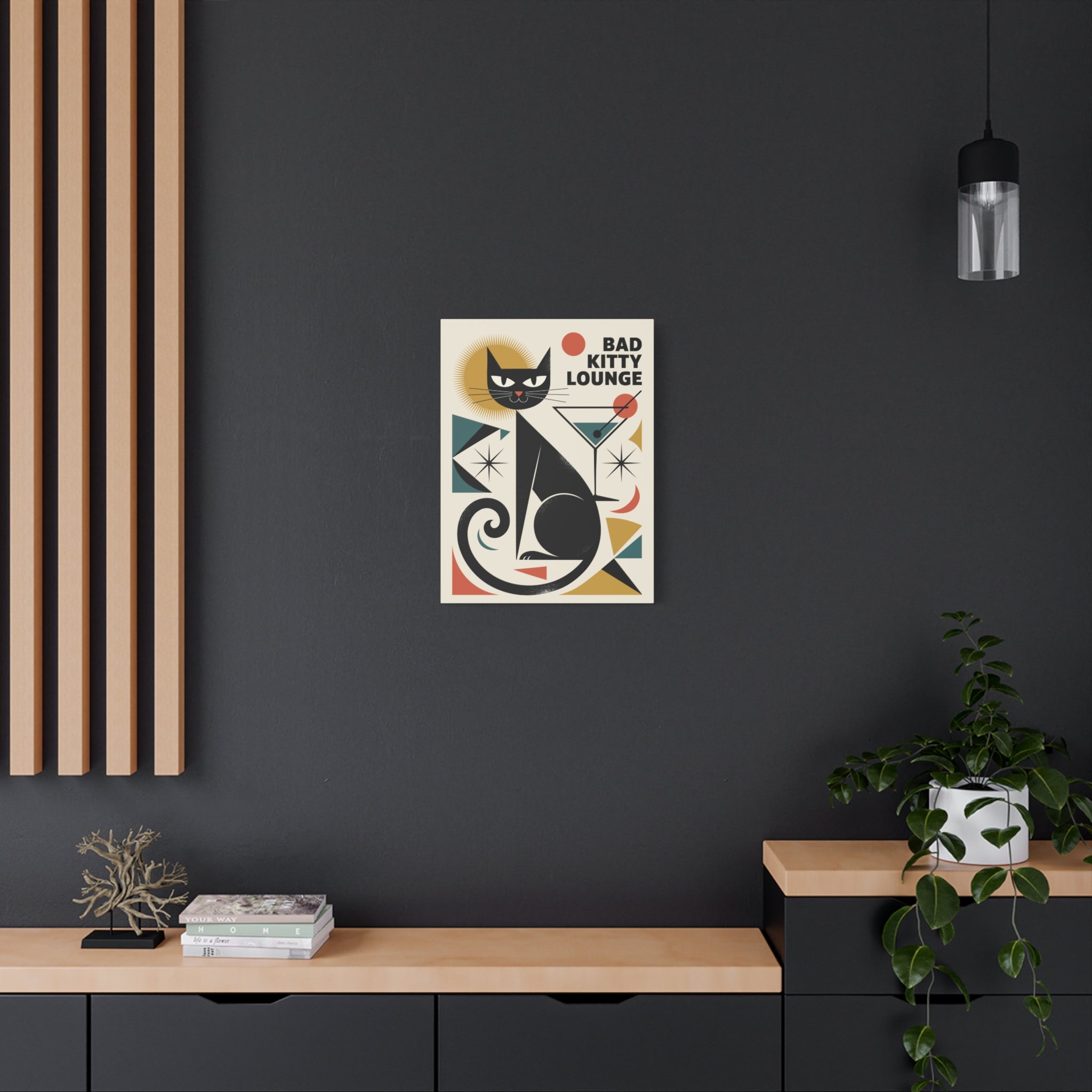 Art Deco Black Cat Martini Canvas | Bad Kitty