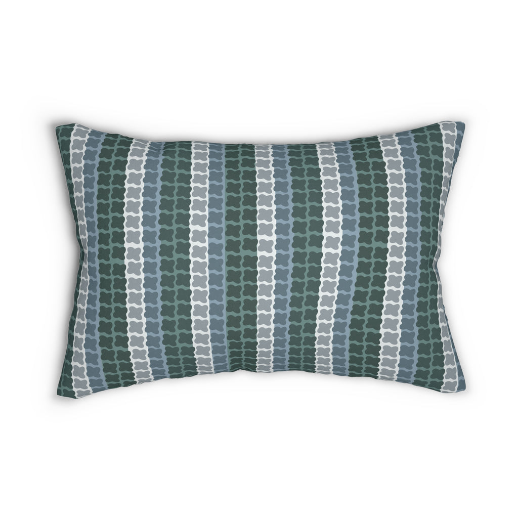 Mid Century Modern Lumbar Pillow | 1960s Inspired Geometric Pattern | Retro Green MCM Accent Cushion with Insert