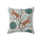 Tiger Peacock Throw Pillow | Botanical Animal Decor