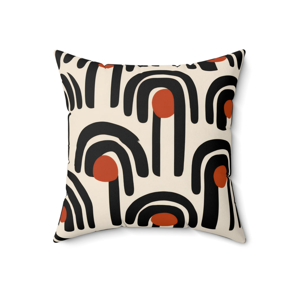 Modern Abstract Arch Pillow | Graphic Mid Century Throw Pillow | Black Terracotta Accent Cushion