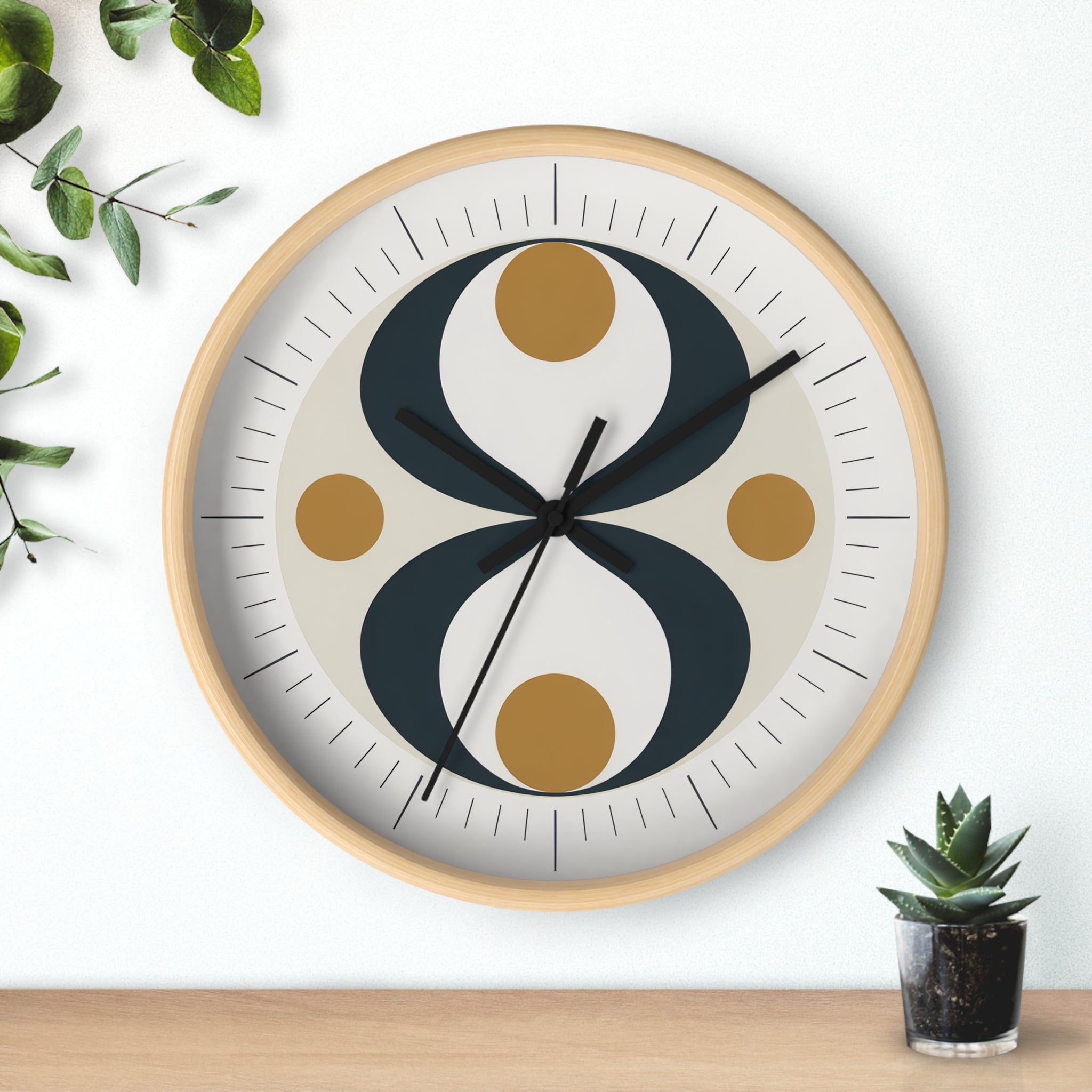 Mid Century Modern Clock | Atomic Retro Minimalist Hourglass Wall Clock