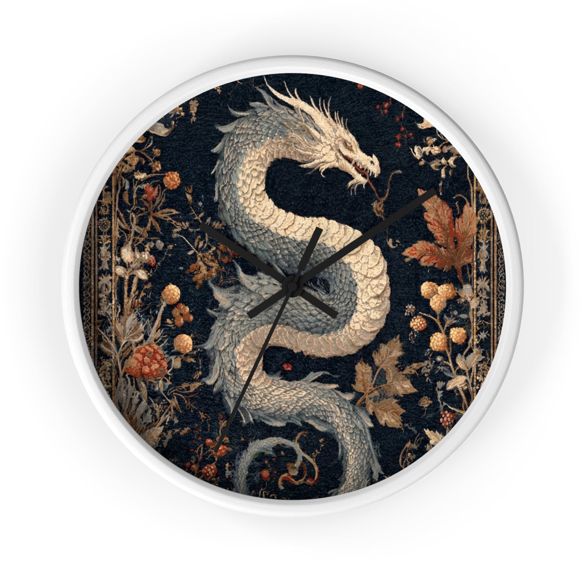 Botanical Dragon Tapestry Clock | Dark Academia Cottage Goth Decor