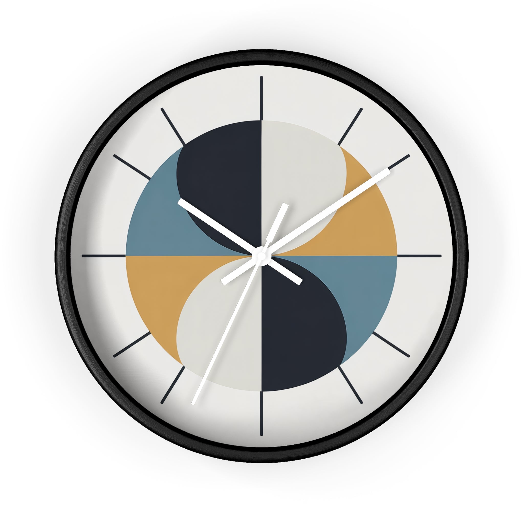 Mid Century Modern Clock | Atomic Retro Minimalist Geometric Hourglass Wall Clock