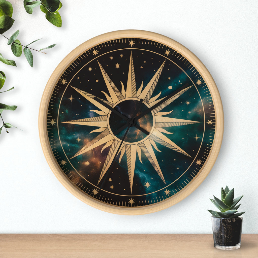 Gold Sunburst Celestial Wall Clock | Galaxy Vintage-Metallic
