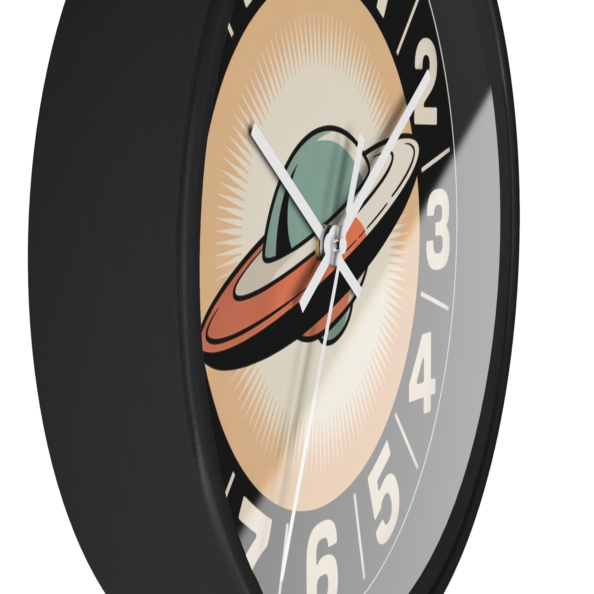 Mid Century Modern Clock, Retro UFO Wall Clock, Space Age Flying Saucer Design, Atomic Starburst Dial, 1950s Sci Fi Decor