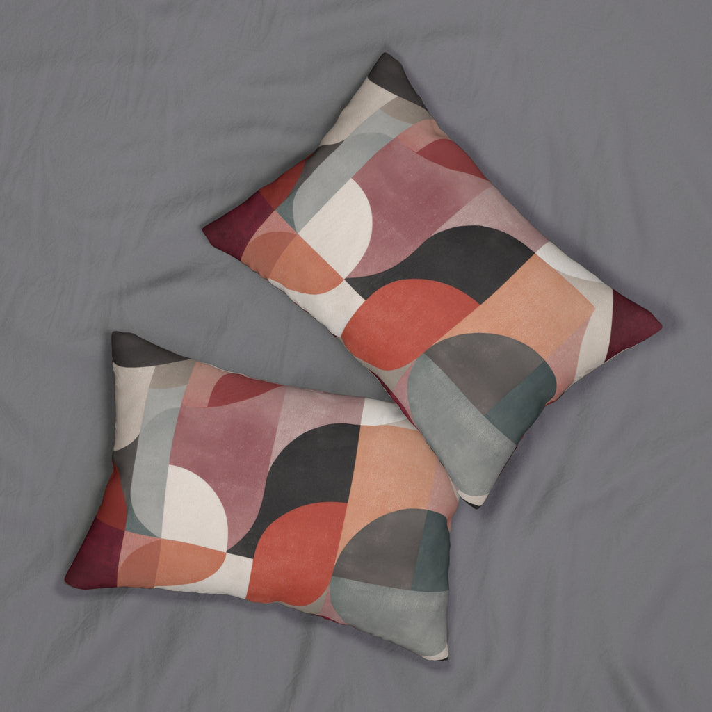 Bauhaus Circles Mid-Century Modern Geometric Lumbar Pillow