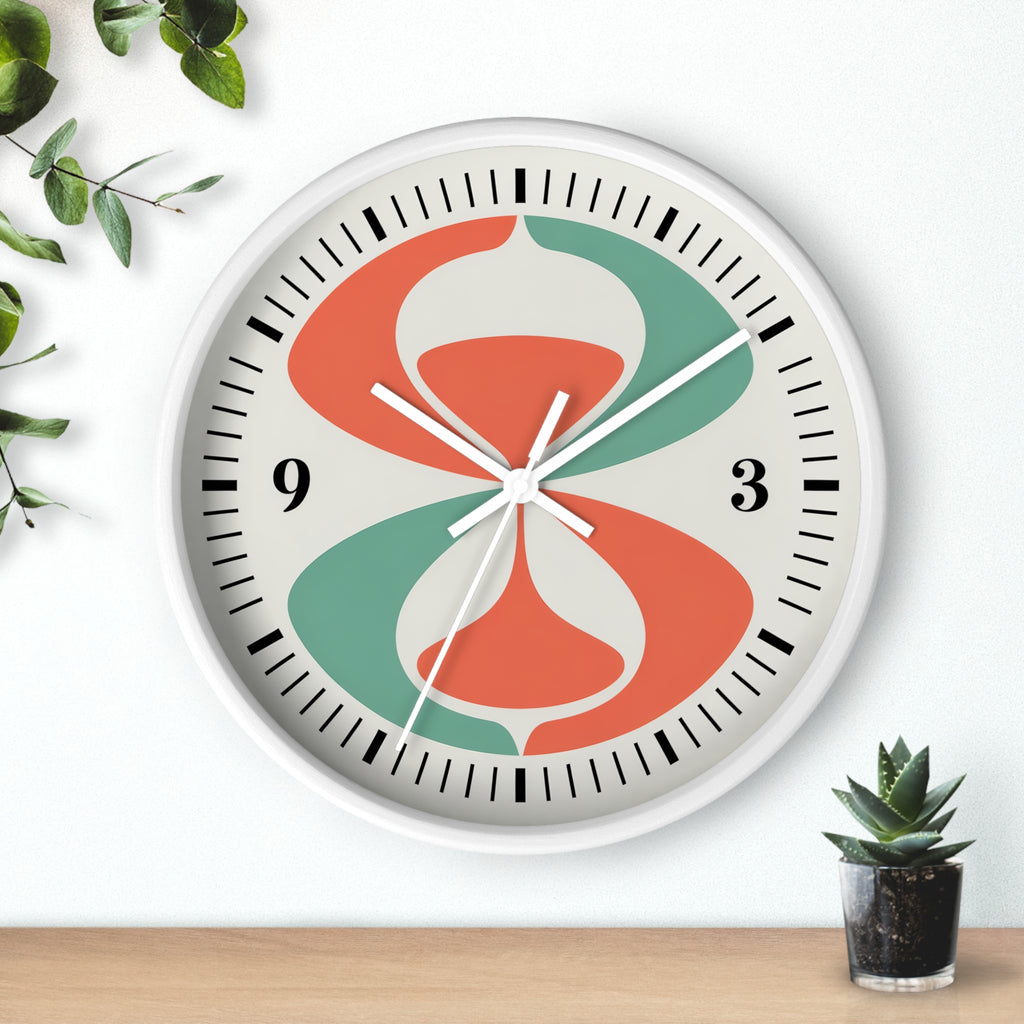 Mid Century Modern Clock | Atomic Retro Minimalist Abstract Hourglass Wall Clock