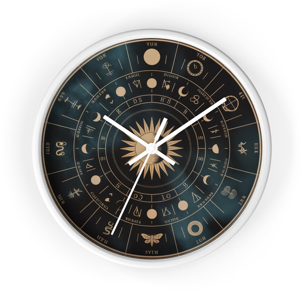 Eclipse Sun Occult Chart Wall Clock | Alchemical Glyphs, Antique Gold